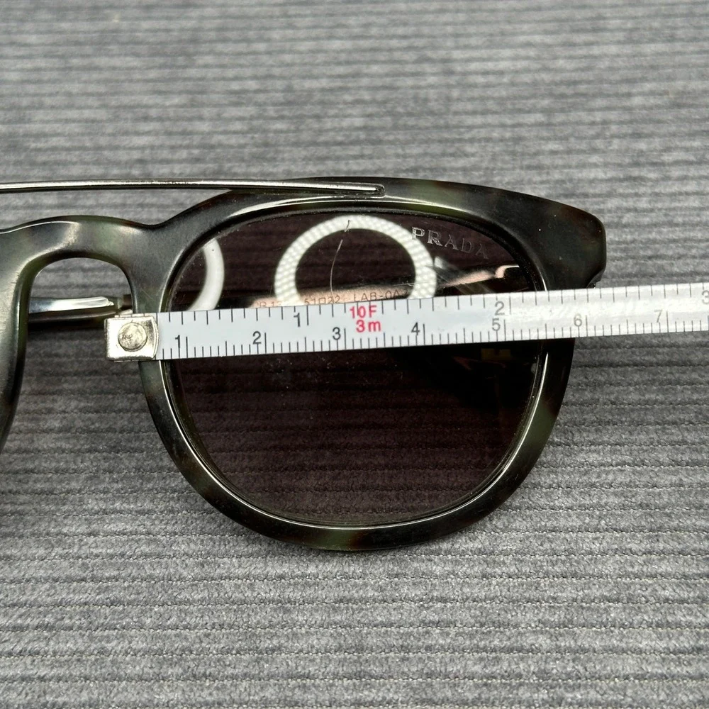Prada SPR 13P Tortoise Green Round Double Bridge Sunglasses Italy 51-22-135